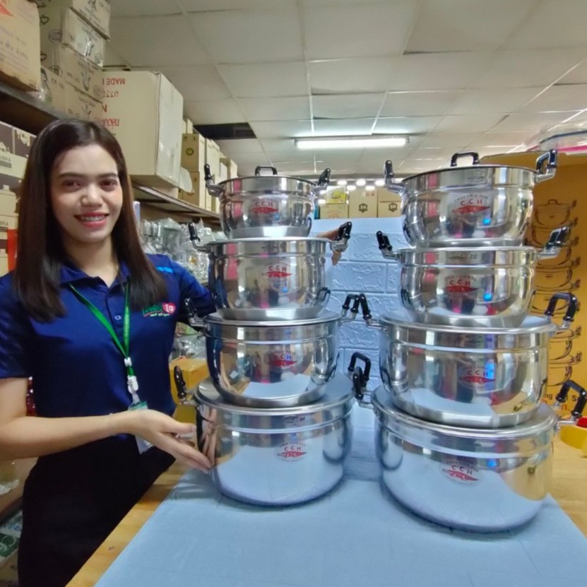 หม้อ หม้อต้ม หม้ออลูมิเนียม ตราจระเข้ ของแท้ ได้ทั้งชุด 8 ใบ เบอร์ 18-20-22-24-26-28-30-32 หม้อชุด ช