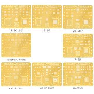 Wl แม่แบบบัดกรี ตาข่ายดีบุก ลายฉลุ นาโนโกลด์ BGA 0.12 มม. สําหรับโทรศัพท์ 12 11 XSMAX XS XR X 8 8P 7P 7 6P 6 5 CPU IC