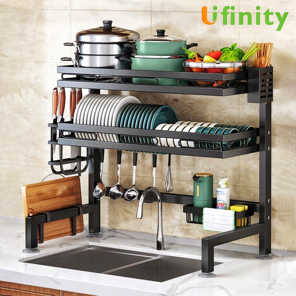 Lifinity ที่วางจาน ชั้นวางจาน สแตนเลส 1/2ชั้น 105/120ซม ชั้นวางของในครัว