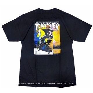 เสื้อยืดTHRASHER MAGAZINE skateboard เสื้อยืดผช เท่ๆ คอลูกเรือ