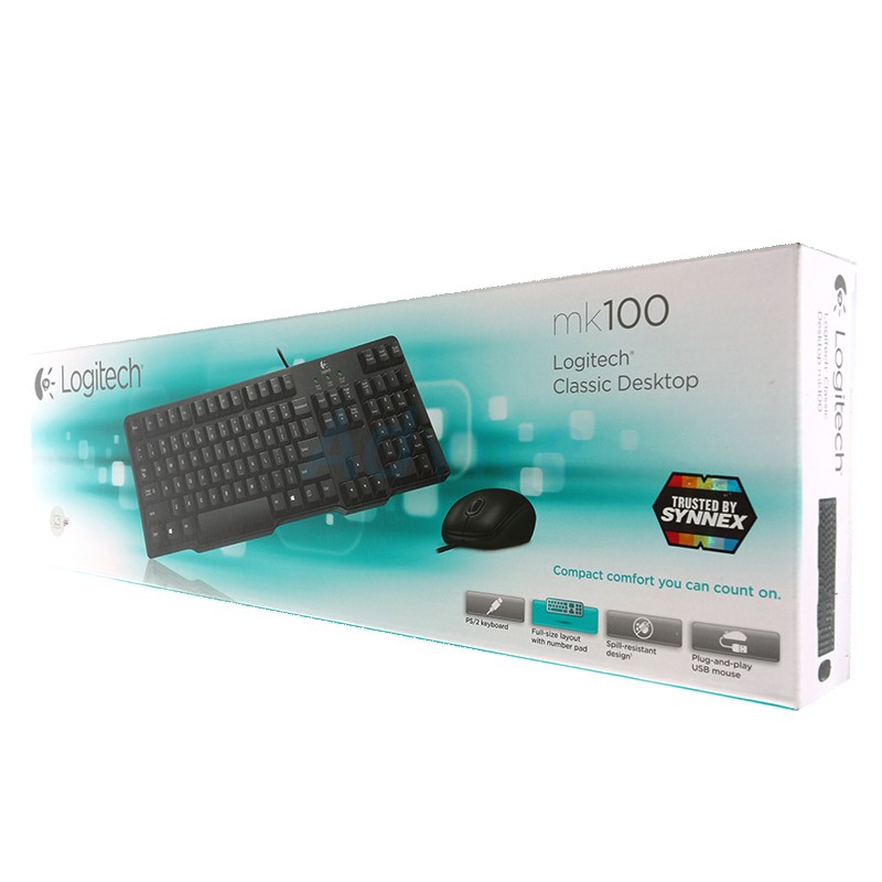 KEYBOARD & MOUSE (คีย์บอร์ดและเมาส์) LOGITECH MK100 KEYBOARD PS2 MOUES USB (BLACK)