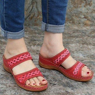 Fashion INS Style Beautiful Soft Leather 1.97 Inches Big Size Sandals For Women (Size 35-43)