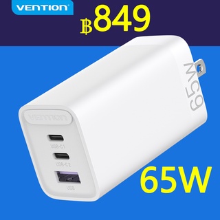 Vention อะแดปเตอร์ชาร์จเทอร์โบ Fast Charging 65W GaN ปลั๊ก UA 3 พอร์ต QC4.0 3.0 PD 3.0 Type C ชาร์จเร็ว FED