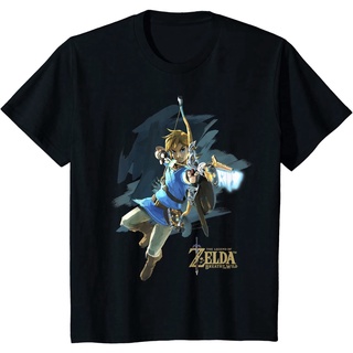 เสื้อยืดผู้ เสื้อยืดแขนสั้น คอกลม ผ้าฝ้าย พิมพ์ลาย Legend Of Zelda Breath Of The Wild Link Archer Jump Shot C1 แฟชั่นฤดู