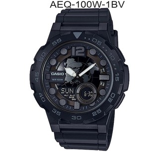 CASIO นาฬิกาข้อมือ นาฬิกาผู้ชาย สายเรซิ่น AEQ-100W-1B ของแท้100%