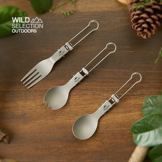 Naturehike Thailand ช้อนส้อม Spork ตะเกียบ มีด พับเก็บได้ NH19C001-J  Titanium alloy outdoor travel folding tableware