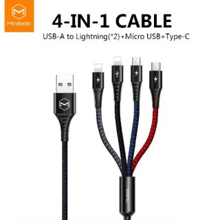 สายชาร์จ 4in1 McdodoUSB Cable for Micro USB Type C Cable for iPhone Xs Max XR X 8 7Huawei  USB C Fast Data Charging