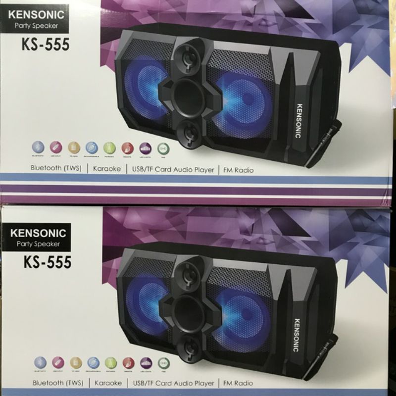 ลำโพง KENSONIC KS-555ลำโพงบลูทูธ (BOOM BOX) แบบพกพา ดีไซน์สวย, เสียงเยี่ยม USB / SD / FM / BLUETOOTH