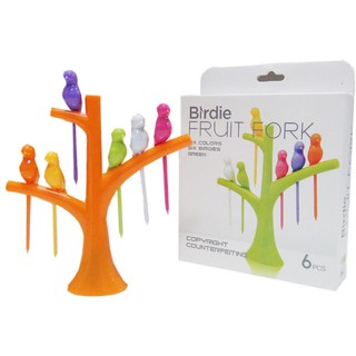 GetZhop ไม้จิ้มผลไม้ ไม้เสียบอาหารว่าง Birdie Fruit fork Wooden Spoon Sticks DIY รุ่น RB-218 - สีส้ม