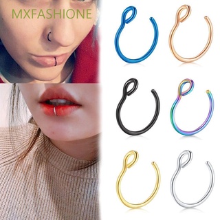 MXFASHIONE เครื่องประดับ แหวนจมูกปลอม จิวจมูก แบบคลิปหนีบ แนวเรียบง่าย 5 ชิ้น ต่อล็อต