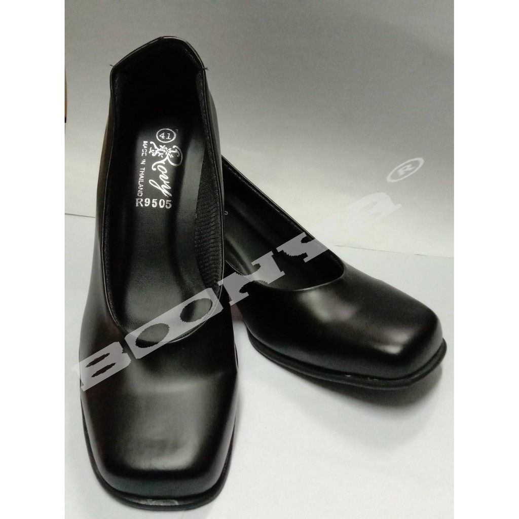 รองเท้าคัชชู สีดำ หัวตัด (R9505) ตรา BOONYA