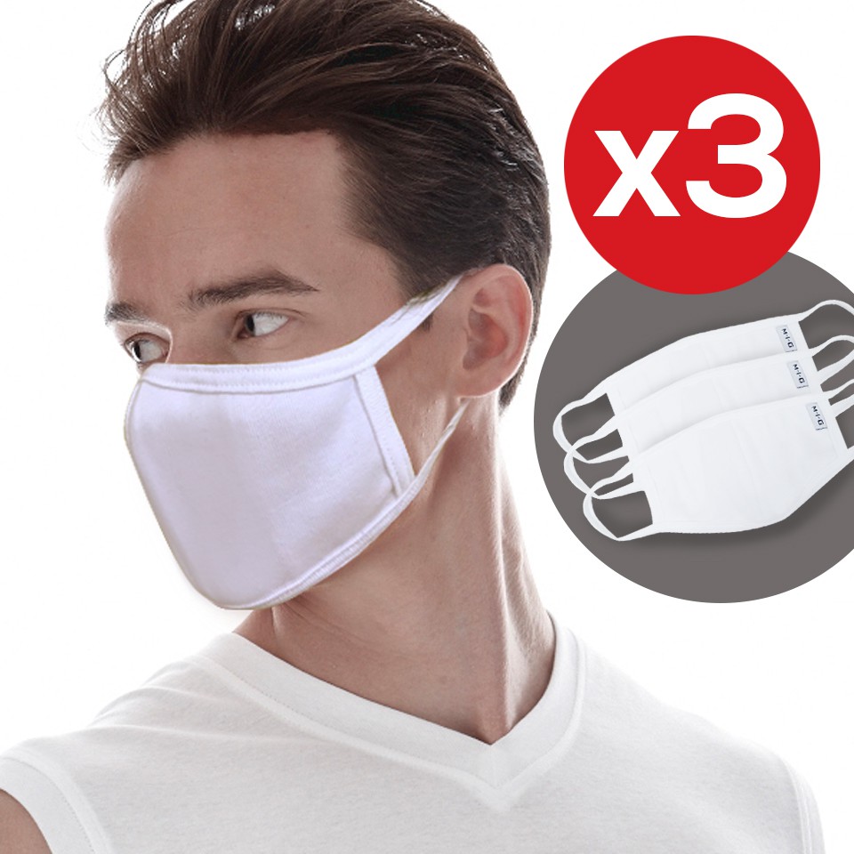 M-I-G Mask หน้ากากผ้า กันฝุ่นละออง แพค3ชิ้น Cotton100 ใส่แผ่นกรองได้ ใช้ซ้ำได้ พกง่าย