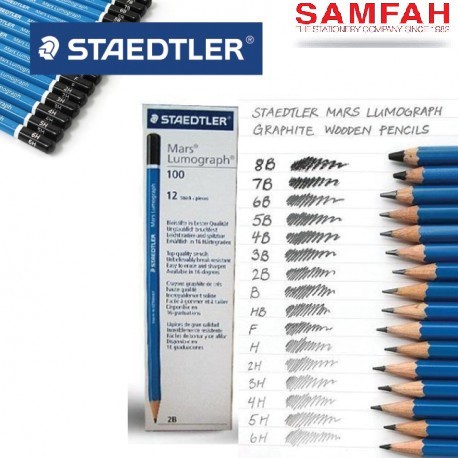 STAEDTLER 100 LUMOGRAPH PENCIL 2B/ 3B/ 4B/ 5B/ 6B/ 7B/ 8B/ 9B/ H/ HB