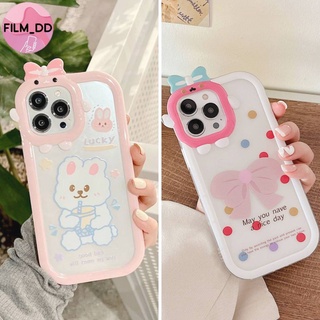 เคสซิลโคนTPU สกรีนลายโบว์กระต่าย-ลายโบว์ชมพู น่ารัก ใช้สำหรับ 7/8/XR/XS Max/11/12 Pro/13/13Pro Max #1030