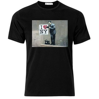 เสื้อยืดแขนยาว ผ้าฝ้าย พิมพ์ลายกราฟฟิค Banksy Loves NY