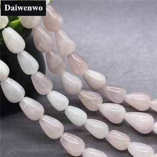 Rose Quartz Drop Beads โรสควอตซ์วางลูกปัดหินหลวมธรรมชาติ Diy สำหรับสร้อยคอสร้อยข้อมือ