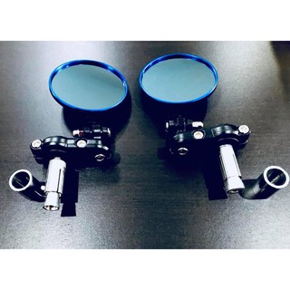 กระจกเเต่ง ปลายเเฮนด์ CNC  กลม  ทรงวินเทจ สีน้ำเงิน