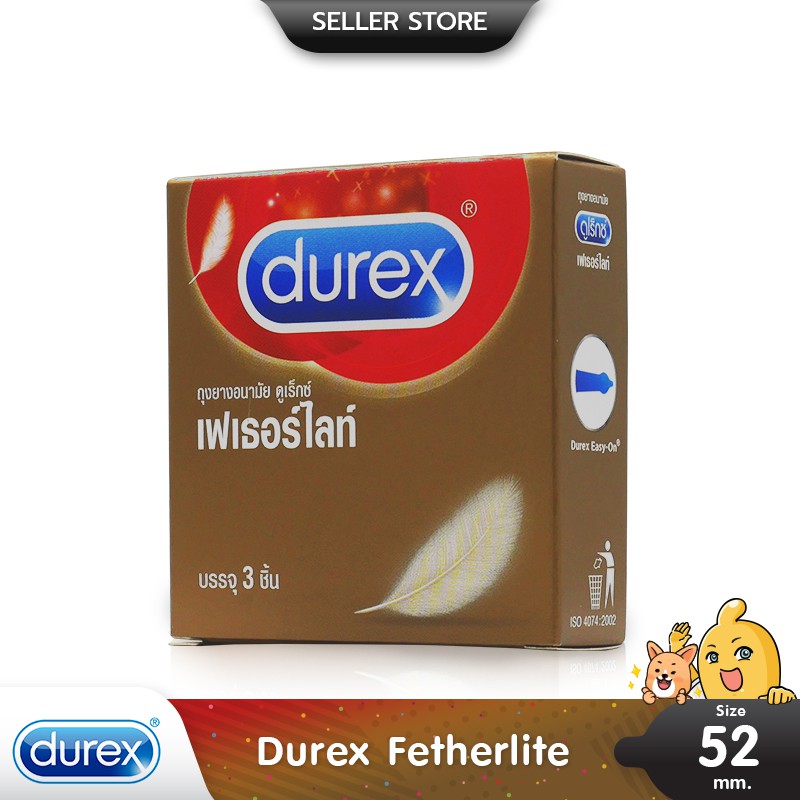 Durex Fetherlite ถุงยางอนามัย บางพิเศษ ผิวเรียบ ขนาด 52.5 มม. บรรจุ 1 กล่อง (3 ชิ้น)