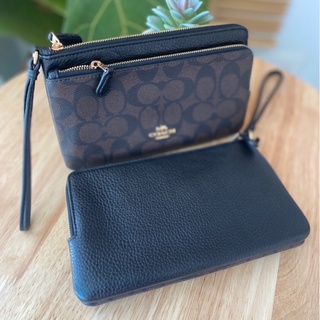 (COACH C5576) 2L DOUBLE ZIP WALLET IN SIGNATURE CANVAS  คล้องมือรุ่นใหม่ 2ซิป L ใบใหญ่จุคุ้มค่ะ สีนี้แพงทุกรุ่นเลยค่ะ