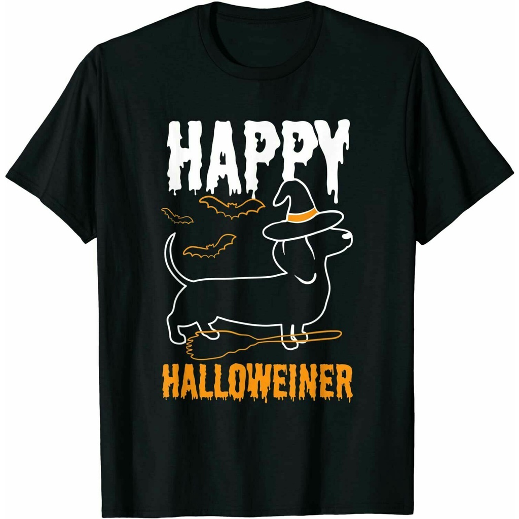 เสื้อยืด พิมพ์ลาย Happy Halloweiner Dachshund ฮาโลวีน สําหรับสัตว์เลี้ยง สุนัข