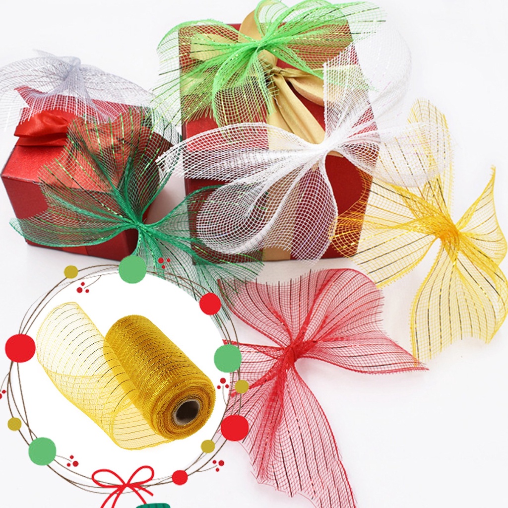 10 Yards Poly Mesh Ribbon DIY Christmas Decorating Rolls Crafts ...