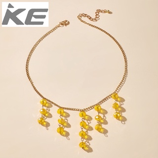 Vintage Accessories Yellow Crystal Beaded Tassel Necklace Exaggerated Antique Necklace for gir