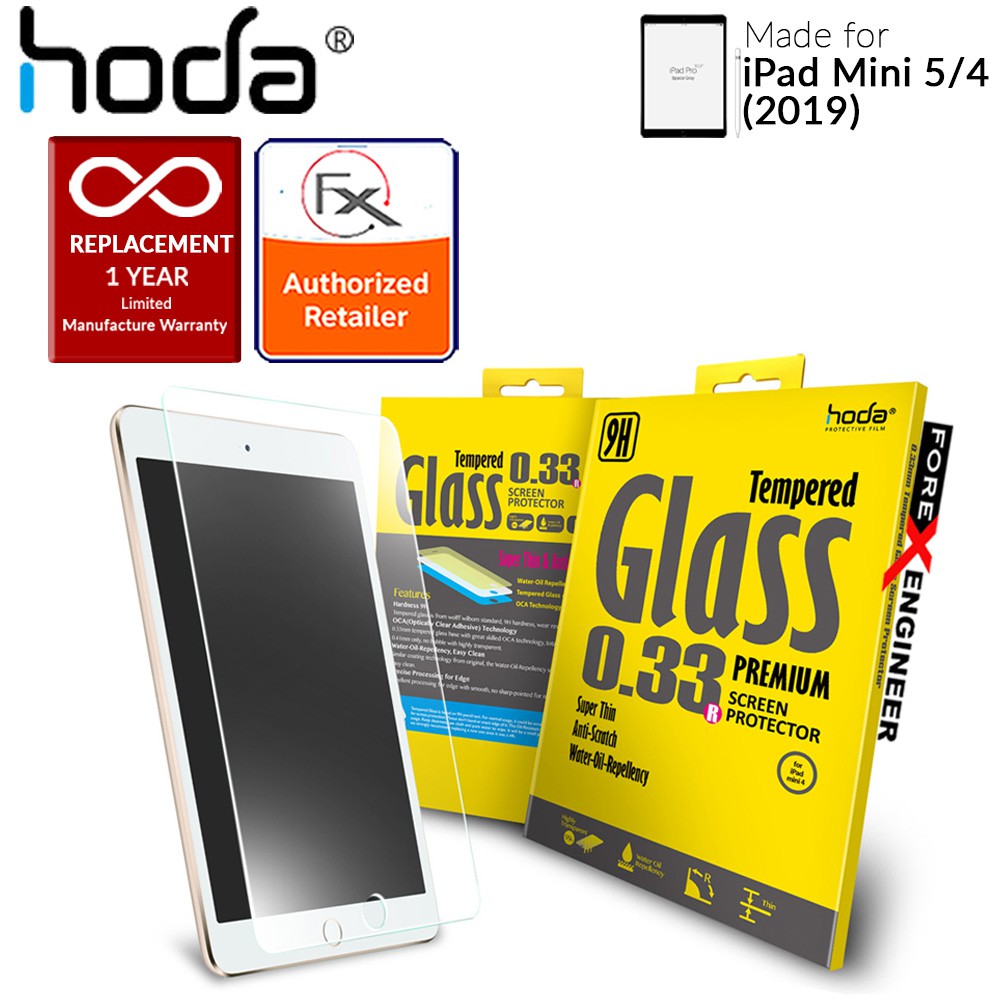 กระจกนิรภัย Hoda สําหรับ iPad Mini 5 (2019) และ iPad Mini 4 - Clear