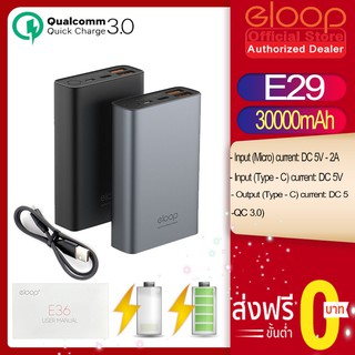 (แถมฟรีสายชาร์จ) Power Bank Eloop E36 2USB แบตสำรองความจุ 12,000mAh QC 3.0ของแท้100%