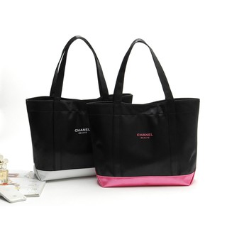 กระเป๋า Shopping bag ผ้าซาติน Premium Gift ก้นกระเป๋าสีเหลือง ชมพู ชาแนวบิวเต้