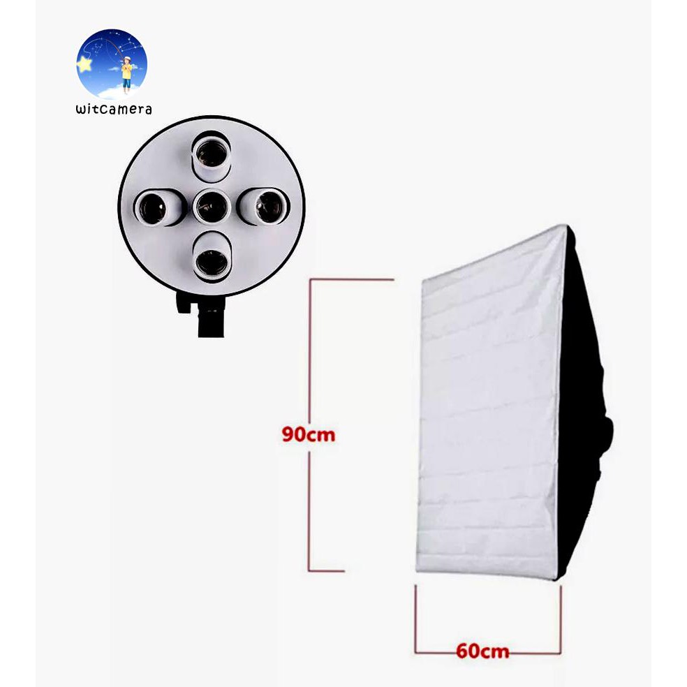 กล่องใส่ Softbox 60cm*90cm + 5 in 1 E27 ที่วางหัวโคมไฟ Softbox 60cm*90cm + 5 in 1 E27 Socket Lamp He