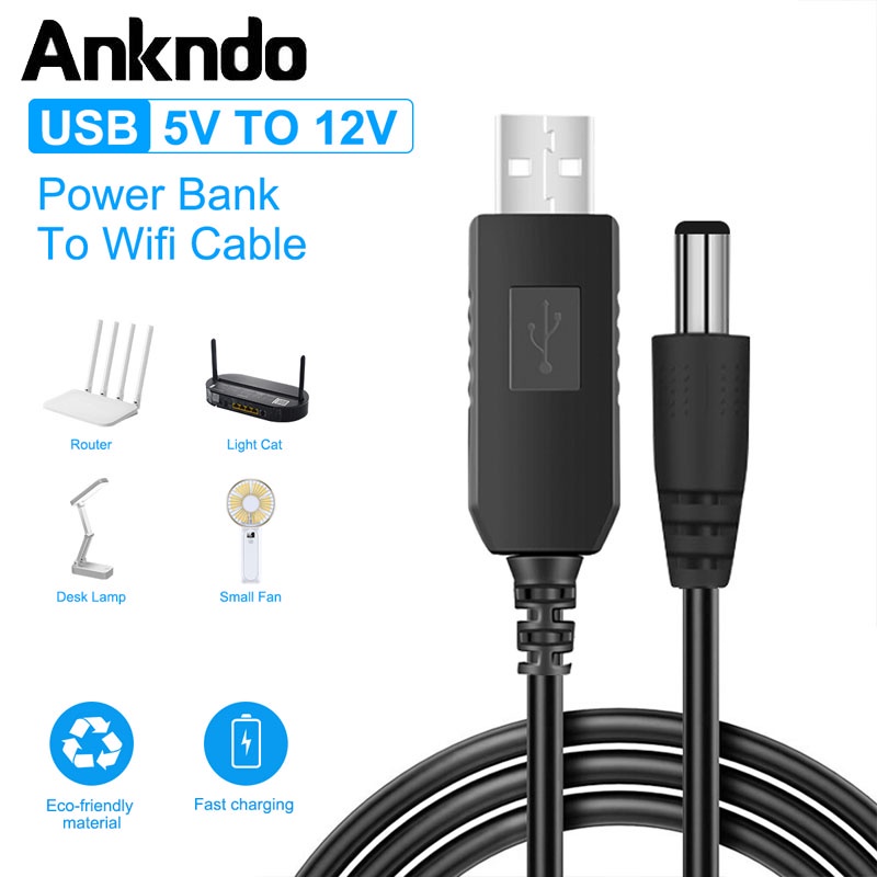 Ankndo Usb Power Boost Line Dc 5v To Dc 9v / 12v สาย USB แปลงเป็นแจ็ค DC เพิ่มแรงดัน ใช้สำหรับจ่ายไฟจากเพาเวอร์แบงค์เข้าอุปกรณ – โปรปัง