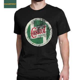 เสื้อยืดแขนสั้น คอกลม ผ้าฝ้ายแท้ พิมพ์ลาย Castrol Classic Sign สําหรับผู้ชาย