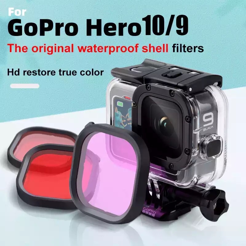 GoPro 12 11 10 9 Red Filter - Magenta Filter - Pink Filter for GoPro 12 11 10 Original Case สำหรับเคสแท้ ฟิลเตอร์สีแดง ส