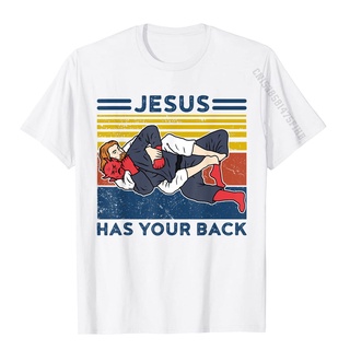 ขายดี!เสื้อยืด ผ้าฝ้าย พิมพ์ลาย Jiu Jitsu Jesus Has Your Back BJJ MMA Jujitsu สไตล์เรียบง่าย สําหรับผู้ชาย N9PTS-5XL