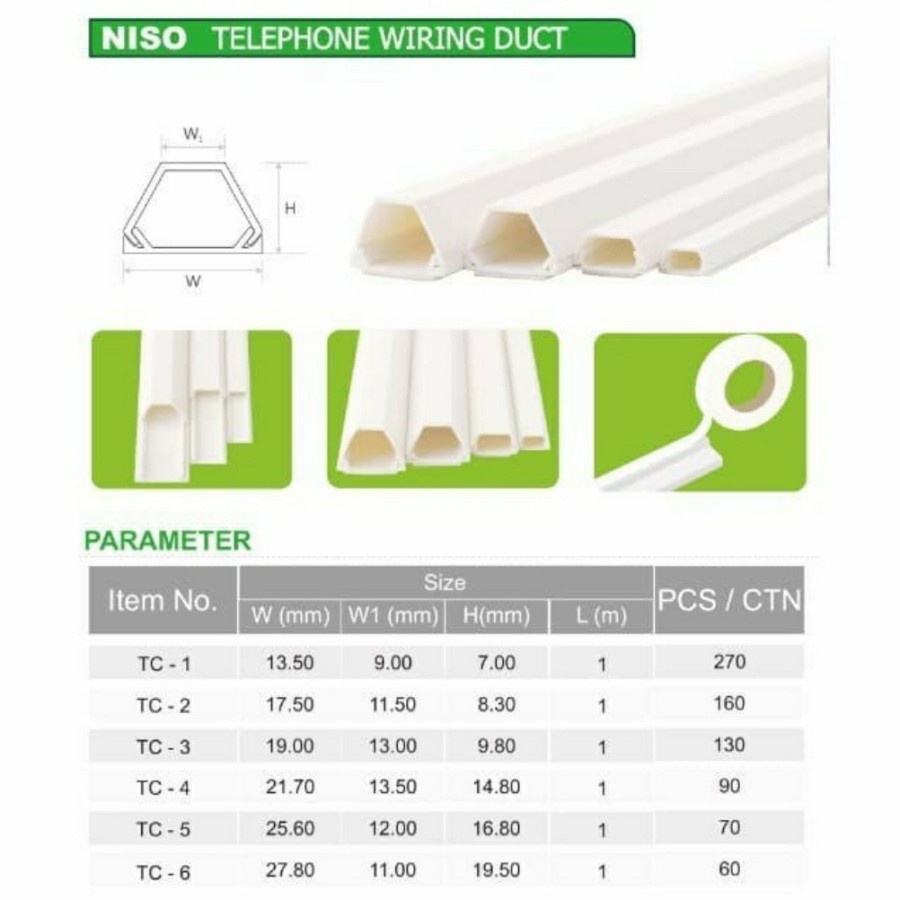 Niso White TC3 Duct Cable / Cable Duct / Niso TC 3 Protective Cable
