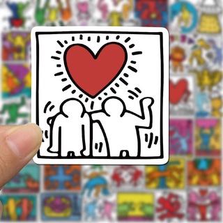 ศิลปินสไตล์ป๊อป 50 Keith Haring สติกเกอร์บัญชีมือกราฟฟิตีกระเป๋าเดินทางเคสโทรศัพท์สติกเกอร์ ins