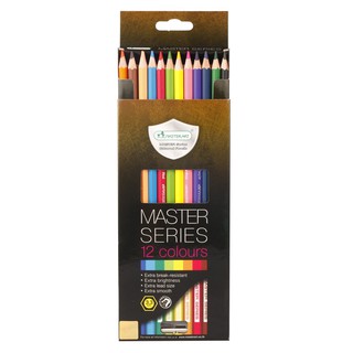 (กล่องดำ) MASTER ART Series ดินสอสีไม้ แถมกบเหลา เกรดพรีเมี่ยม รุ่นพิเศษสีสด แท่งยาว