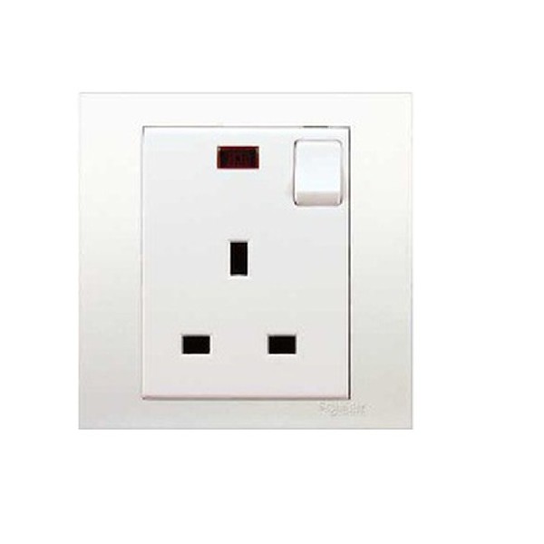 ซ็อกเก็ตสวิตช์ Schneider Vivace 13A พร้อมนีออน สีขาว