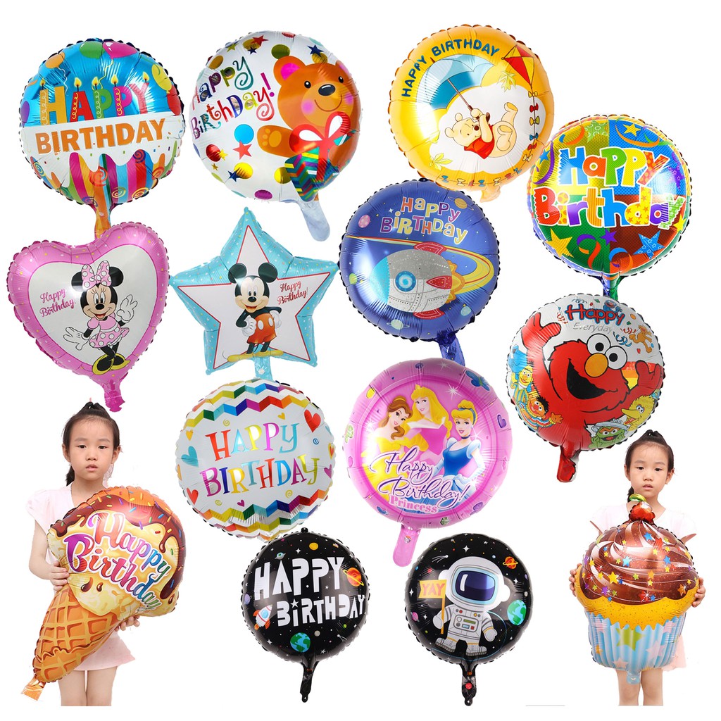 (ร้านไทย) ลูกโป่งฟอยล์เค้กวันเกิด 4 D ลูกโป่งวันเกิด Happy Birthday