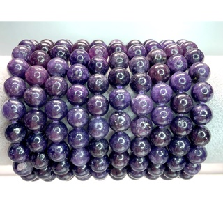 สร้อยข้อมือคริสตัล สีม่วงธรรมชาติ Mica Lepidolite Grade AAA Gelang 6-7 มม. - 8 มม. (A220)