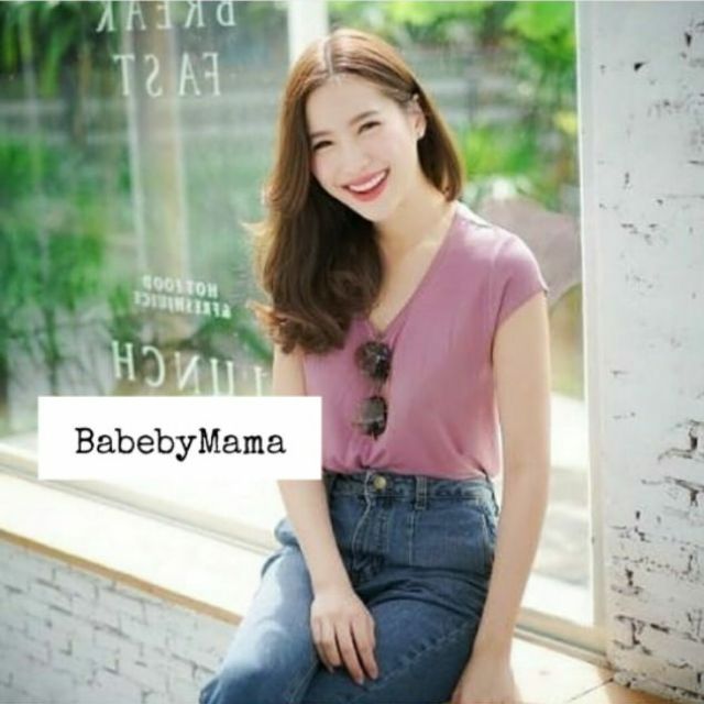 (ขายเทปิดร้าน)เสื้อยืดให้นม(A001)คอยูวี รุ่นแขนล้ำ