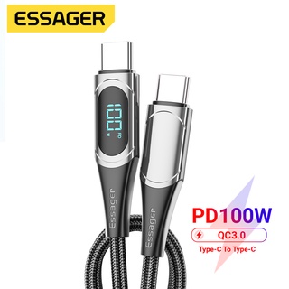 Essager สายชาร์จ type c 66W 100W 5A เป็น type c ชาร์จเร็วมาก สําหรับ Samsung usb c เป็น type-c