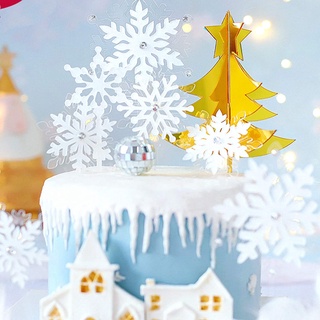 4 pieces silver acrylic snowflake decoration Christmas cake decoration birthday cake topper decoration frozen snowflake new year cake decoration
