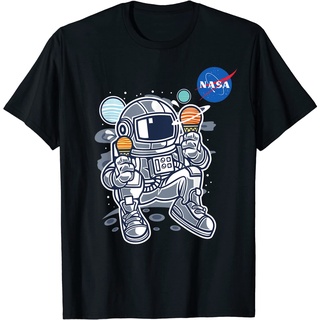 เสื้อยืดผ้าฝ้ายพรีเมี่ยม เสื้อยืด พิมพ์ลายนักบินอวกาศ NASA Ice-Cream