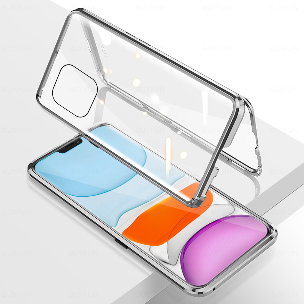เคสโทรศัพท์มือถือกระจกนิรภัย ด้านหน้า และด้านหลัง สําหรับ Samsung S20 Ultra Note 8 9 10 Plus Note 20 Ultra 360° เคสโทรศัพท์มือถือ แบบแม่เหล็ก กระจกสองด้าน