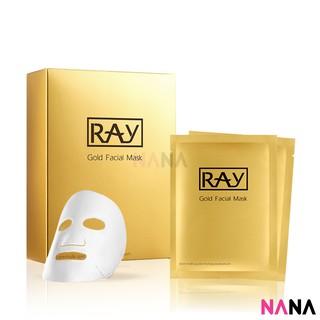 Ray Facial Silk Mask - Gold (10 Sheets) แผ่นมาส์กหน้าช่วยให้ผิวขาวใส สีทอง