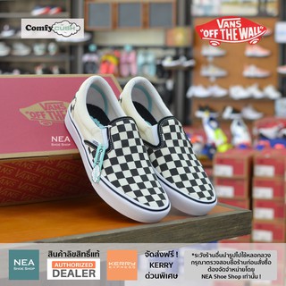 [ลิขสิทธิ์แท้] VANS Comfycush Slip-on Checkerboard Black/White [U] NEA รองเท้า แวนส์ แบบเบา ได้ทั้งชายหญิง