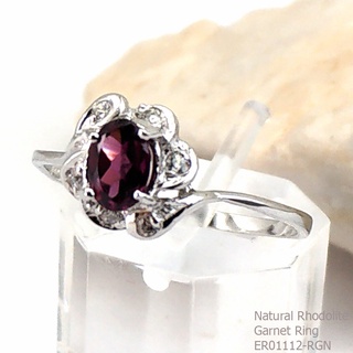 SKJewelryFactory แหวนเงินแท้ 92.5% ฝังพลอยโรโดไลท์การ์เน็ตแท้(สีแดงอมม่วง) ER01112-RGN