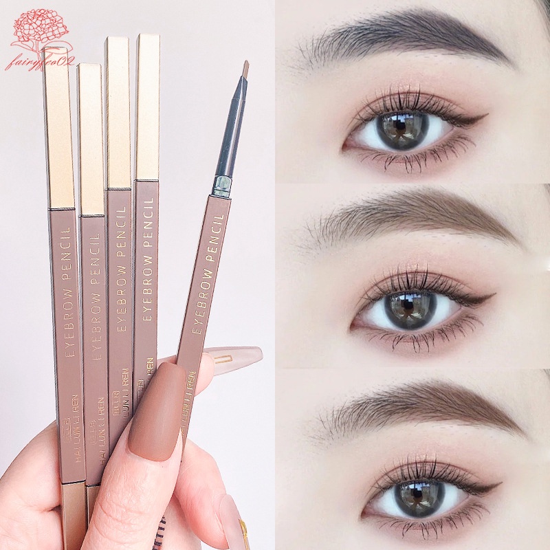 ดินสอเขียนคิ้วกันน้ําสีธรรมชาติติดทนนานสีสักคิ้วสองหัวปากกาคิ้ว