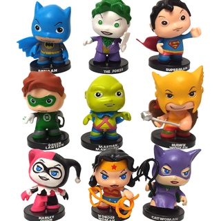 ชุดโมเดลฟิกเกอร์ การ์ตูนซูเปอร์แมน แคทวูแมน ฮาร์เลย์ ควินน์ DC สีเขียว 9 ชิ้น